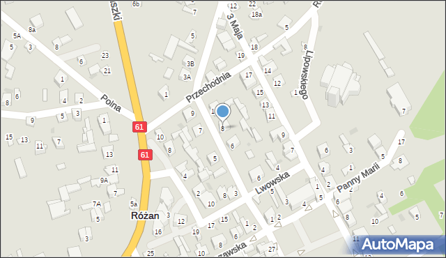 Różan, Hallera Józefa, gen., 8, mapa Różan