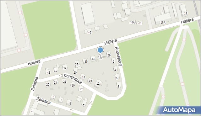 Ruda Śląska, Hallera Józefa, gen., 31, mapa Rudy Śląskiej