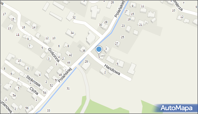 Rybna, Handlowa, 1, mapa Rybna