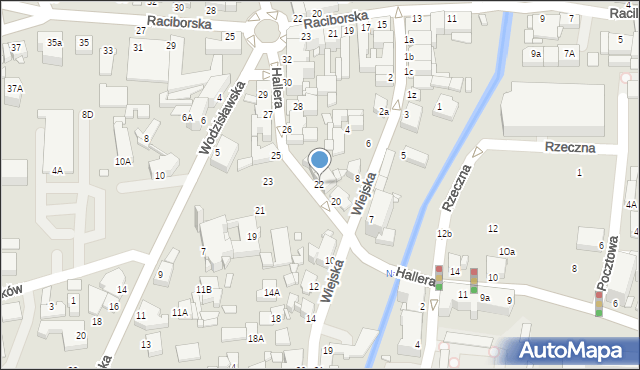 Rybnik, Hallera Józefa, gen., 22, mapa Rybnika