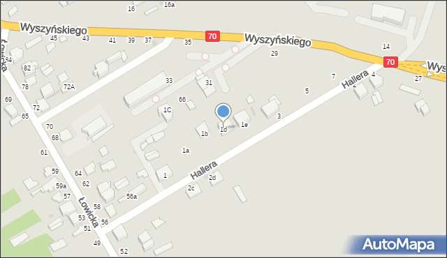 Skierniewice, Hallera Józefa, gen., 1d, mapa Skierniewic