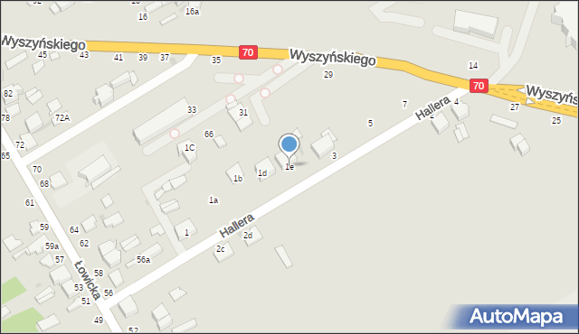 Skierniewice, Hallera Józefa, gen., 1e, mapa Skierniewic