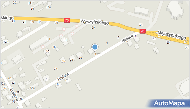 Skierniewice, Hallera Józefa, gen., 3, mapa Skierniewic