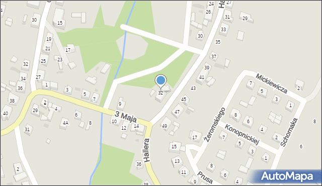 Skórcz, Hallera Józefa, gen., 32, mapa Skórcz