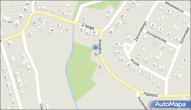 Skórcz, Hallera Józefa, gen., 36, mapa Skórcz