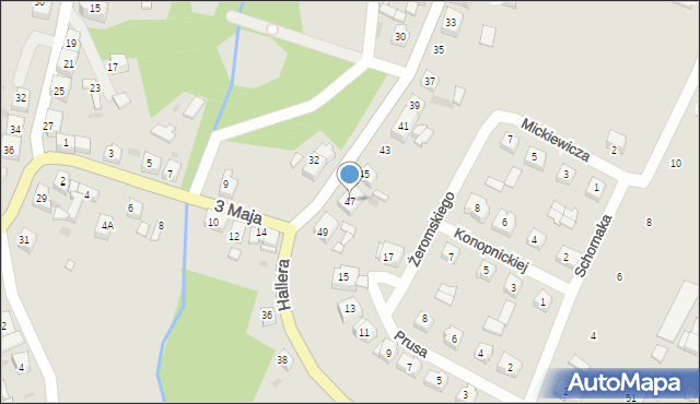 Skórcz, Hallera Józefa, gen., 47, mapa Skórcz
