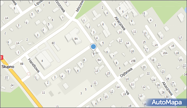 Słupno, Handlowa, 9, mapa Słupno