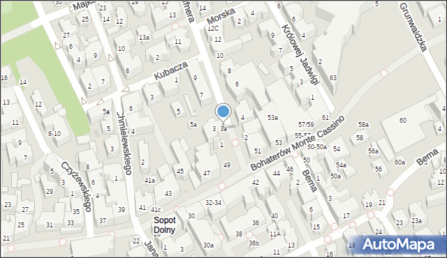 Sopot, Haffnera Jana Jerzego, 3a, mapa Sopotu