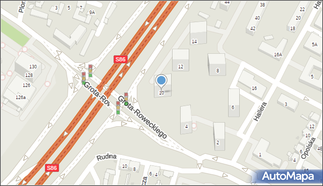 Sosnowiec, Hallera Józefa, gen., 10, mapa Sosnowca