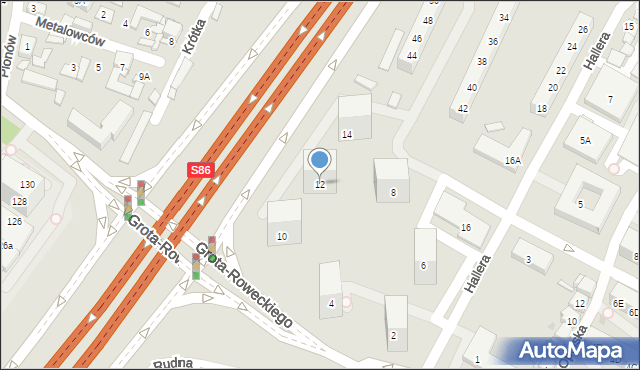 Sosnowiec, Hallera Józefa, gen., 12, mapa Sosnowca