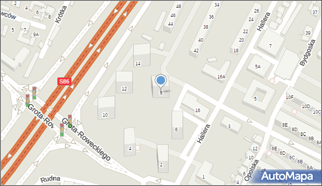 Sosnowiec, Hallera Józefa, gen., 8, mapa Sosnowca