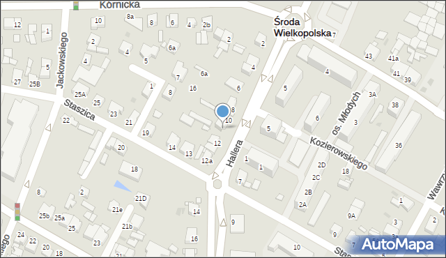 Środa Wielkopolska, Hallera Józefa, gen., 10a, mapa Środa Wielkopolska