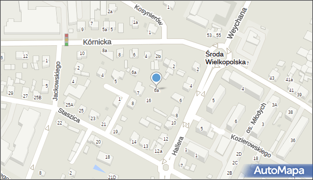 Środa Wielkopolska, Hallera Józefa, gen., 6a, mapa Środa Wielkopolska