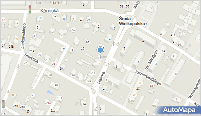 Środa Wielkopolska, Hallera Józefa, gen., 8, mapa Środa Wielkopolska