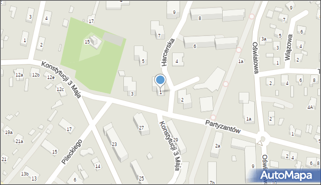 Starachowice, Harcerska, 1, mapa Starachowic