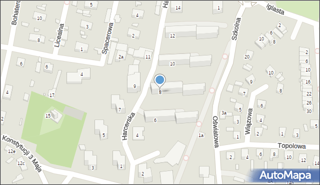 Starachowice, Harcerska, 8, mapa Starachowic