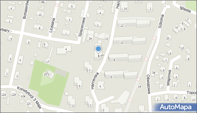 Starachowice, Harcerska, 9, mapa Starachowic