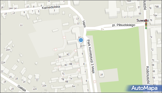 Suwałki, Hamerszmita Kazimierza Aleksandra, ks., 10, mapa Suwałk