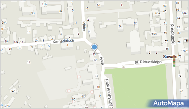 Suwałki, Hamerszmita Kazimierza Aleksandra, ks., 13, mapa Suwałk