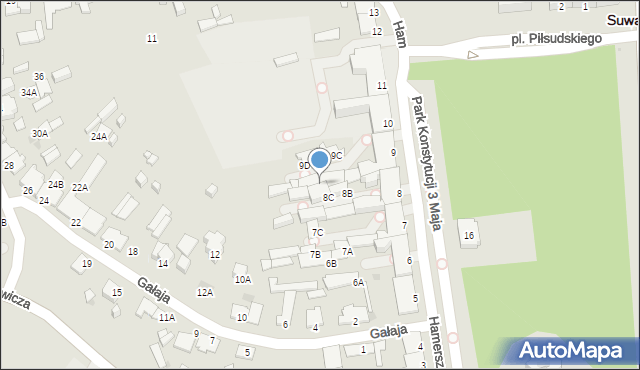 Suwałki, Hamerszmita Kazimierza Aleksandra, ks., 9B, mapa Suwałk