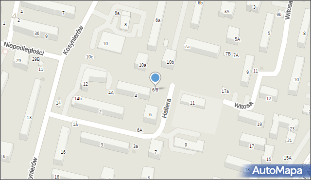 Świdnik, Hallera Józefa, gen., 6/8, mapa Świdnika