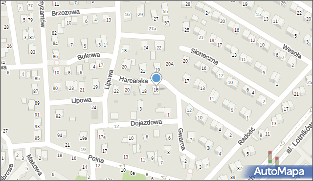 Świdnik, Harcerska, 16, mapa Świdnika