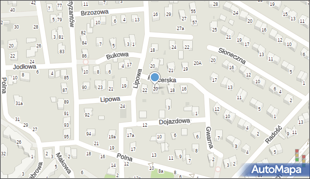 Świdnik, Harcerska, 20, mapa Świdnika