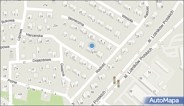 Świdnik, Harcerska, 5, mapa Świdnika