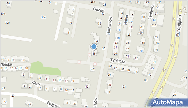 Szczecin, Harnasiów, 38, mapa Szczecina