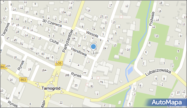 Tarnogród, Handlowa, 7, mapa Tarnogród