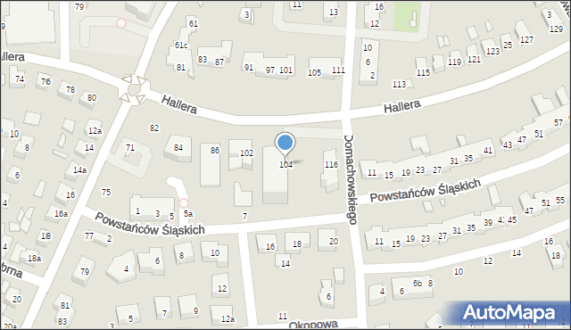 Toruń, Hallera Józefa, gen., 104, mapa Torunia