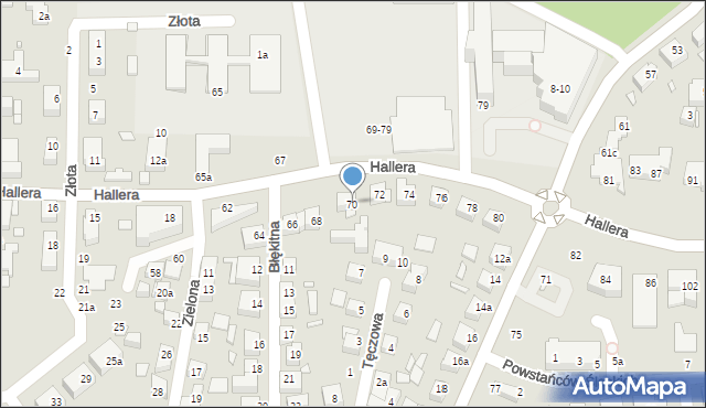 Toruń, Hallera Józefa, gen., 70, mapa Torunia