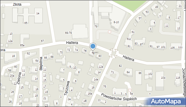 Toruń, Hallera Józefa, gen., 78, mapa Torunia