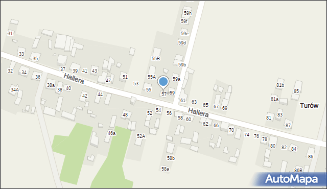 Turów, Hallera Józefa, gen., 57, mapa Turów