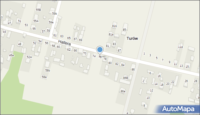 Turów, Hallera Józefa, gen., 76, mapa Turów