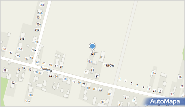 Turów, Hallera Józefa, gen., 81b, mapa Turów