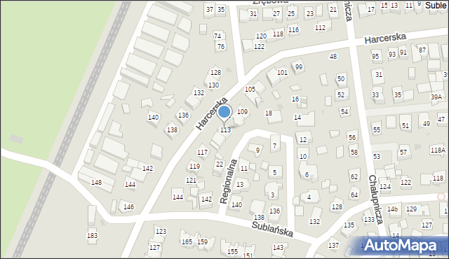 Tychy, Harcerska, 113, mapa Tychów