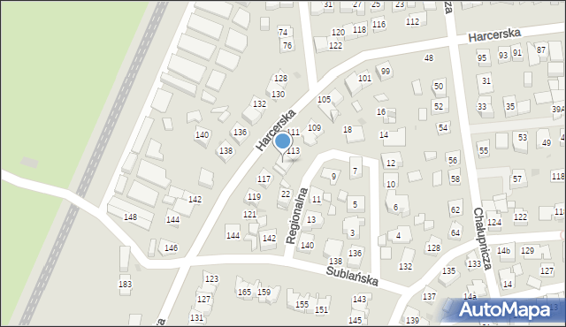 Tychy, Harcerska, 115, mapa Tychów