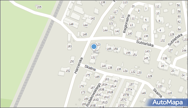 Tychy, Harcerska, 129, mapa Tychów