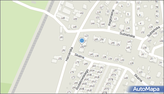 Tychy, Harcerska, 131, mapa Tychów