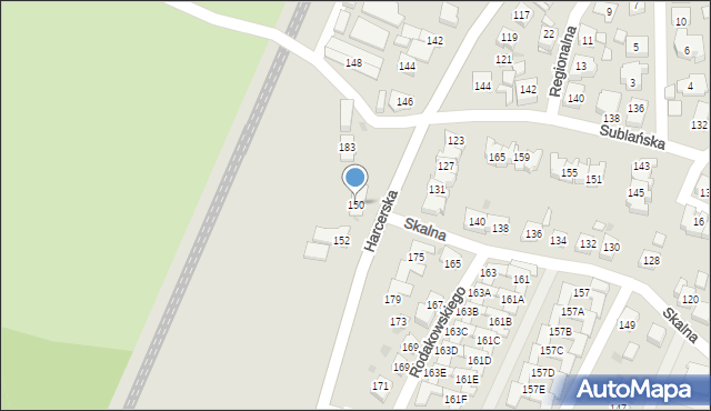 Tychy, Harcerska, 150, mapa Tychów