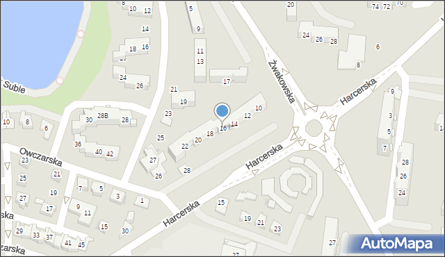 Tychy, Harcerska, 16, mapa Tychów
