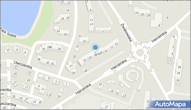 Tychy, Harcerska, 18, mapa Tychów