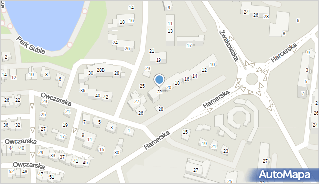 Tychy, Harcerska, 22, mapa Tychów