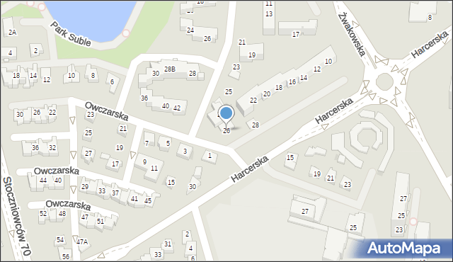 Tychy, Harcerska, 26, mapa Tychów