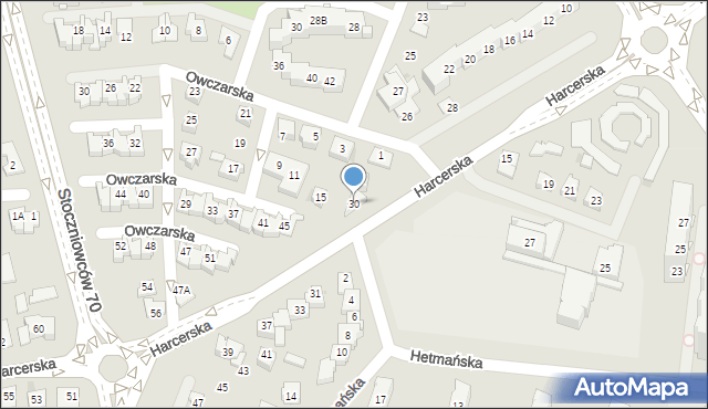 Tychy, Harcerska, 30, mapa Tychów