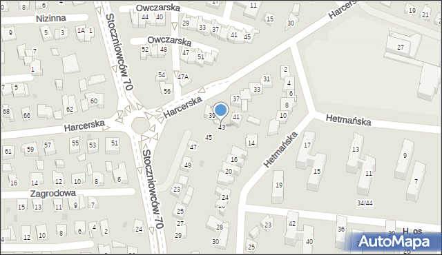 Tychy, Harcerska, 43, mapa Tychów