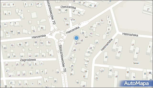 Tychy, Harcerska, 47, mapa Tychów