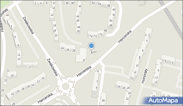 Tychy, Harcerska, 6, mapa Tychów