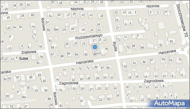 Tychy, Harcerska, 80, mapa Tychów